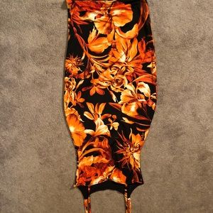 Orange floral body con dress